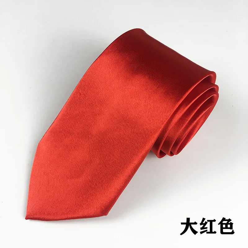 Corbata lisa de color sólido para hombre, traje de negocios profesional de 8cm, corbata de versión ancha atada a mano, rojo y negro para boda