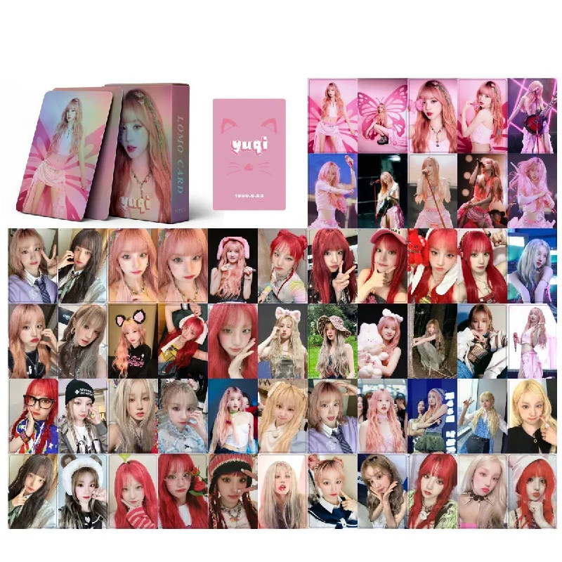 55Pcs/Box (G)I-DLE YUQI Album Selfie Laser Lomo Cards Music Festival Dance Stage Cute Photocards Postcards Fans Collection Gifts