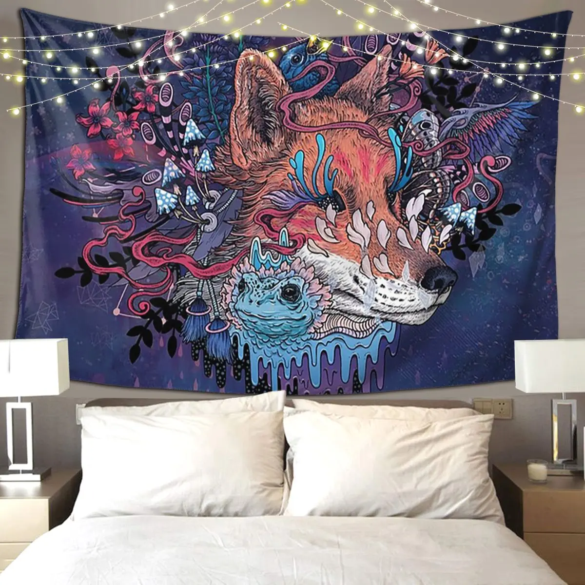 

Envoy (Kitsune) гобелен, художественный настенный эстетический домашний декор, гобелены для гостиной, спальни, общежития