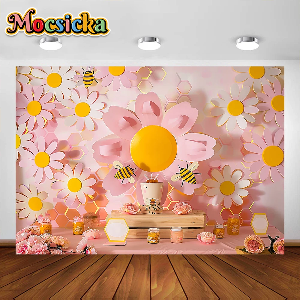 Niedliche Gänseblümchen Hintergrund Baby 1. Geburtstags feier Dekoration liefert Kuchen Crush Baby Dusche Hintergrund liefert Fotografie Studio