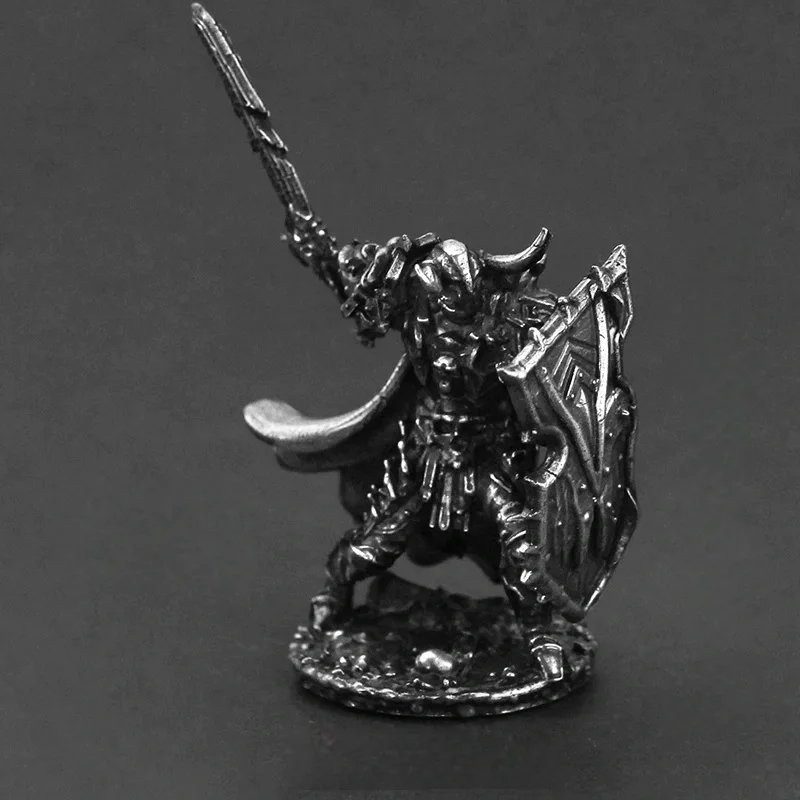 Metal Warrior Knight Action Figure, Desktop Game Chess Piece Car Ornament, Home Decor Collectible Gift for Men War Enthusiast view 2