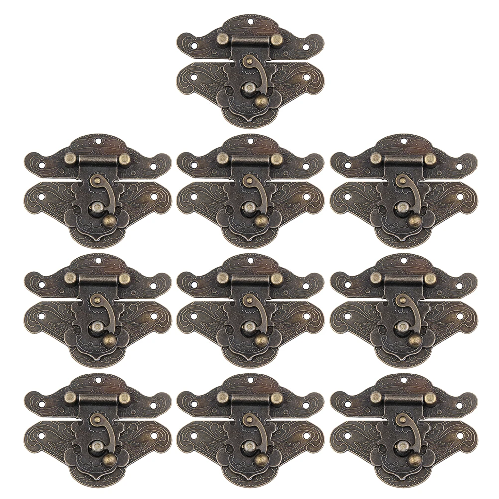 

10 Sets Zinc Alloy Cabinet Latch Hook Buckle Wooden Box Decorative Durable Replacement Hardware for Jewelry Boxes Locks Storage