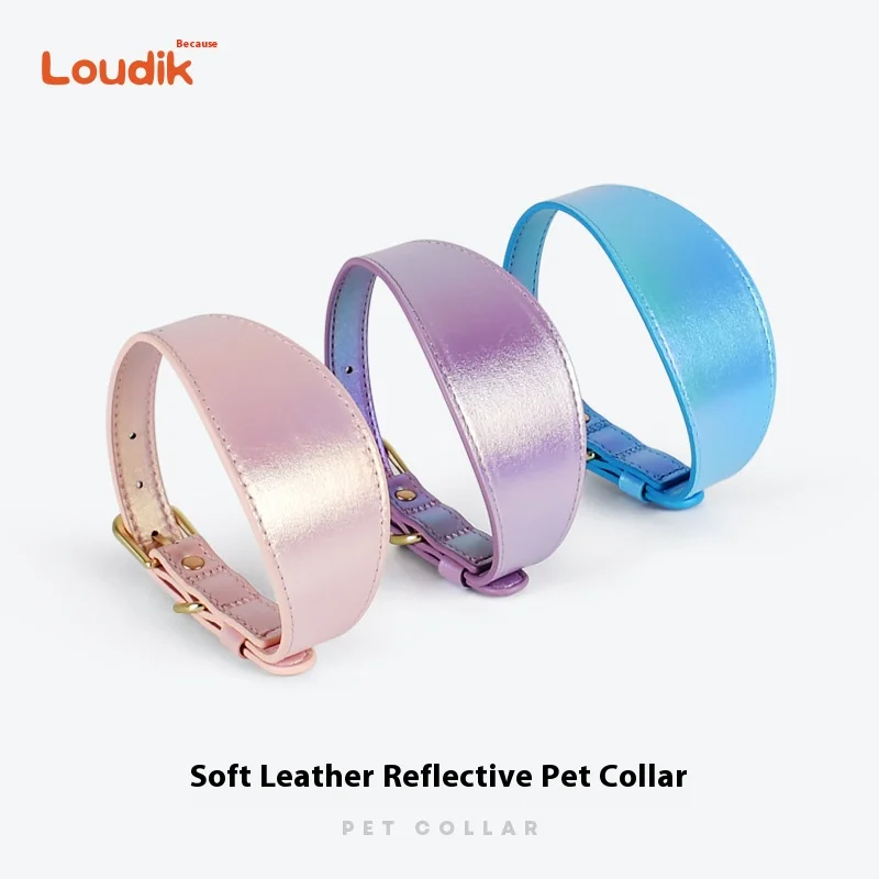 Loudik Colorful Leather Reflective Pet Collar Dog Leash Dog Collar Small and Medium Dogs Pet Supplies