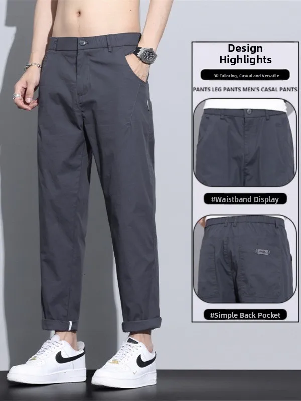 

Busin Casual Men's Straight Leg Pants Thin Spring Autumn New Sle Long Sports Nine Points Summer Men's Leisure Trousers