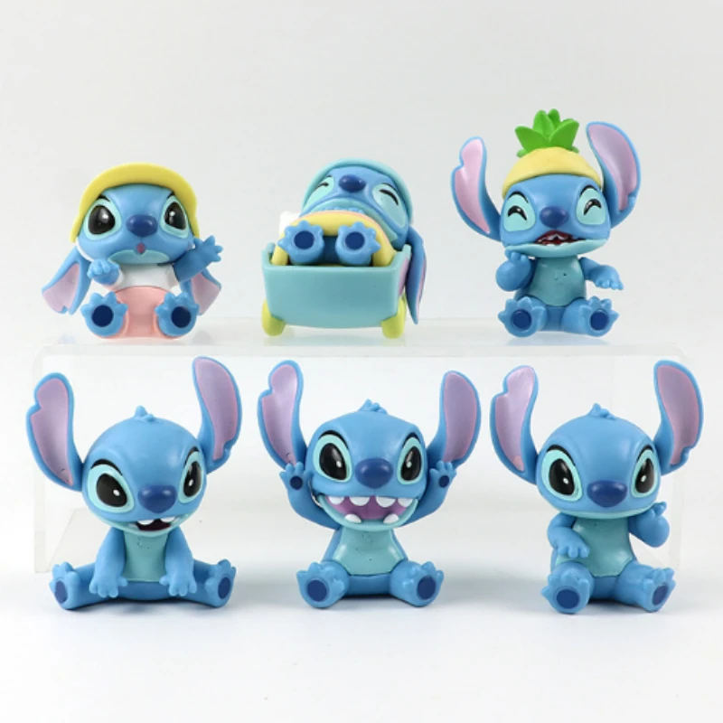 

New Disney Kawaii Stitch Anime Figure Casual Series Cute Stroller Doll Cartoon Table Ornament Kids Toys Christmas Birthday Gifts