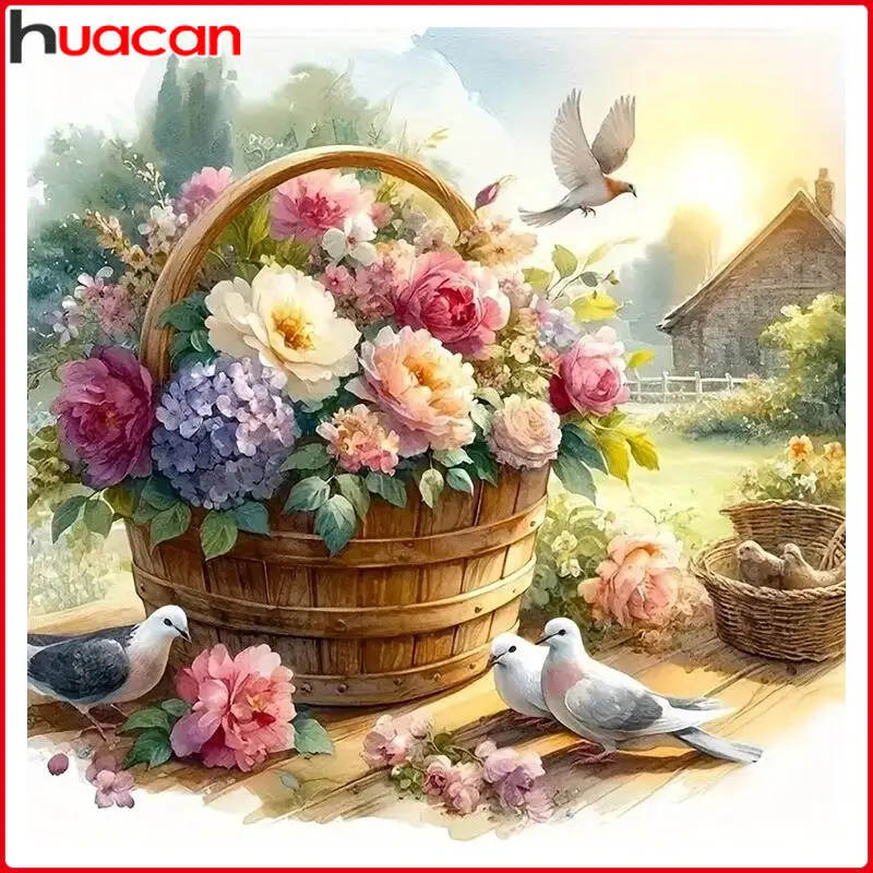 Huacan Art Vase Bouquet Diamond Painting Full Round Diamond 