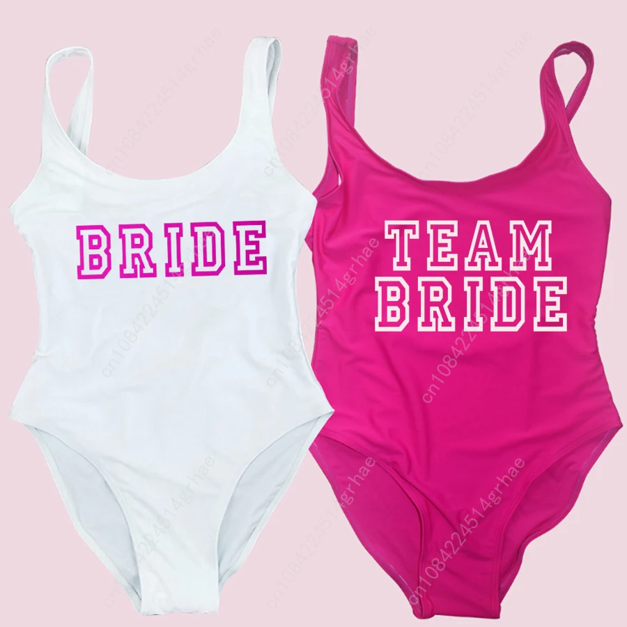 S-3XL Team Bride Swimwear One-Piece Swimsuit Squad Woman Red Black Bachelorette Party Swimsuits Beatchwear Bathing Suit 2025 New