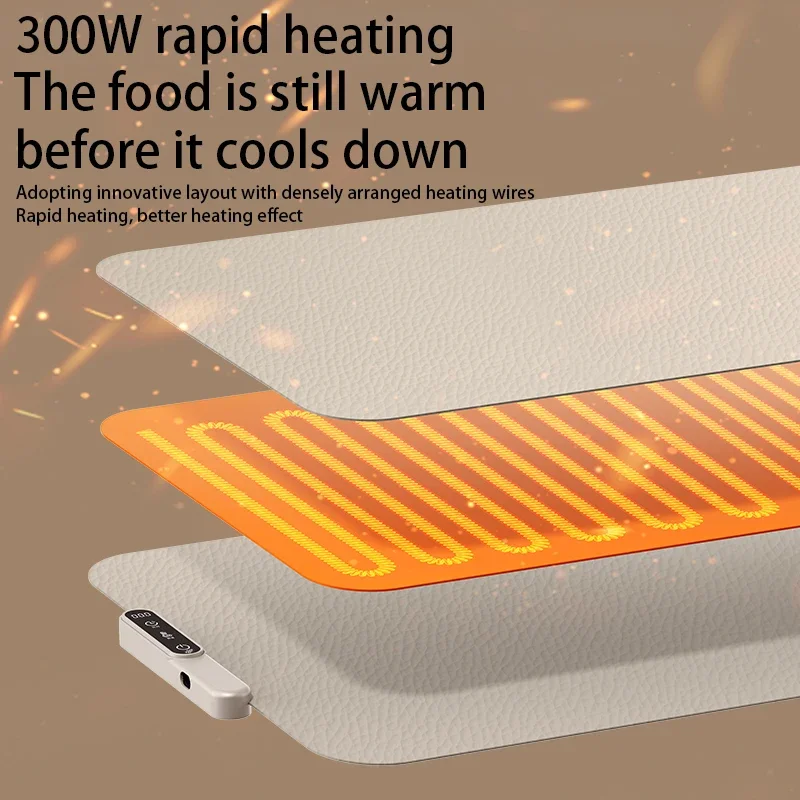 TINSOL New Food Insulation Mat Foldable Silicone Heating Pad Portable Food Cart Insulation Mat 8-Level Temperature Adjustment image 4