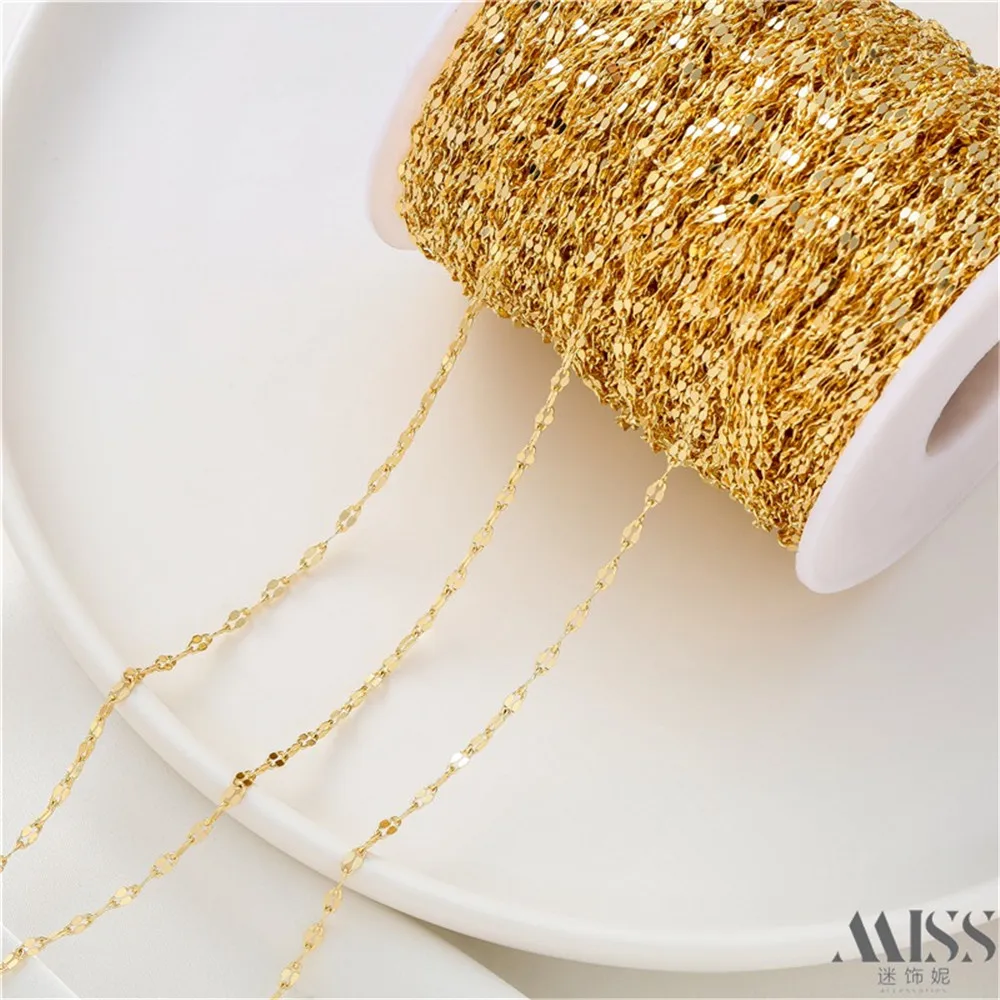 14K Gold-plated Shiny Lip Chain Lip Chain Loose Chain DIY Handmade Bracelet Necklace Jewelry Production Material