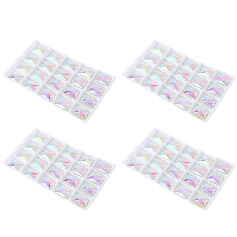 Square Sew On Stone Crystal Clear AB Color Garment Sewing Glass Beads Flatback 2 Holes Dress Making