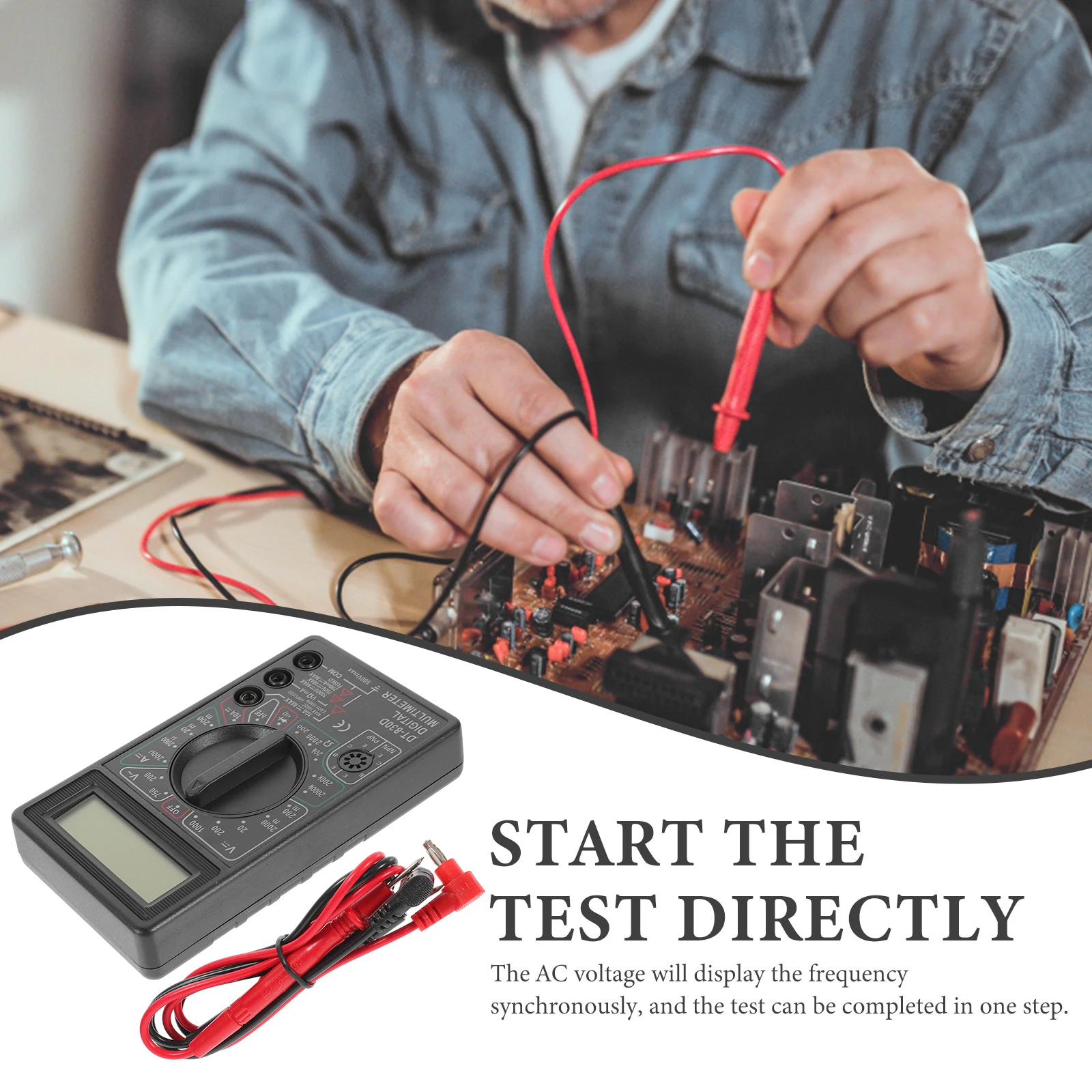 

Digital Multimeter DT832D High Precision Auto Ranging Mini Tester Voltage Ohm Continuity Checker Electrical Instrument