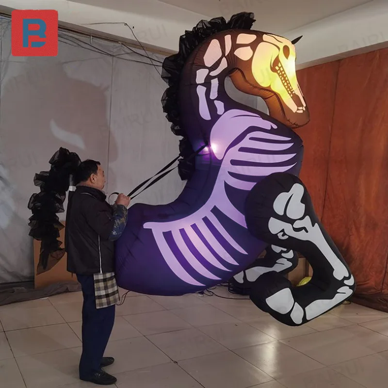 Aufblasbares Skelettpferd mit Gebläse, aufblasbares Spaziergangsparade im Freien, Event-Dekorationsstütze