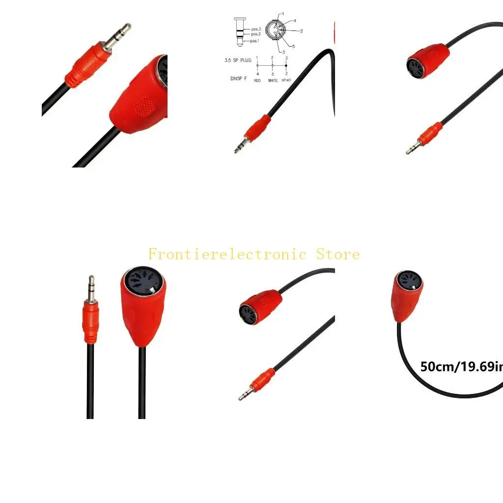 

G8DB 50cm 5Pin DIN Cable Female to 3.5mm Male Cable Wire for Recording Devices