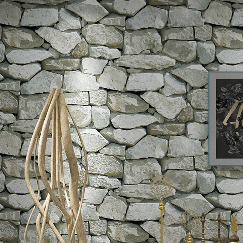 Waterproof Vintage 3D Stone Effect Wallpaper Roll Modern Rustic Realistic Faux Stone Texture Vinyl PVC Wall Paper Home Decor