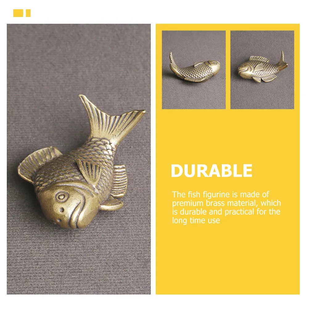 

Retro Brass Craft Statue Decor Desktop Animal Ornament Golden Shaped Paperweight Small Cabinet Brass Statue Indoor Tabletop Fish