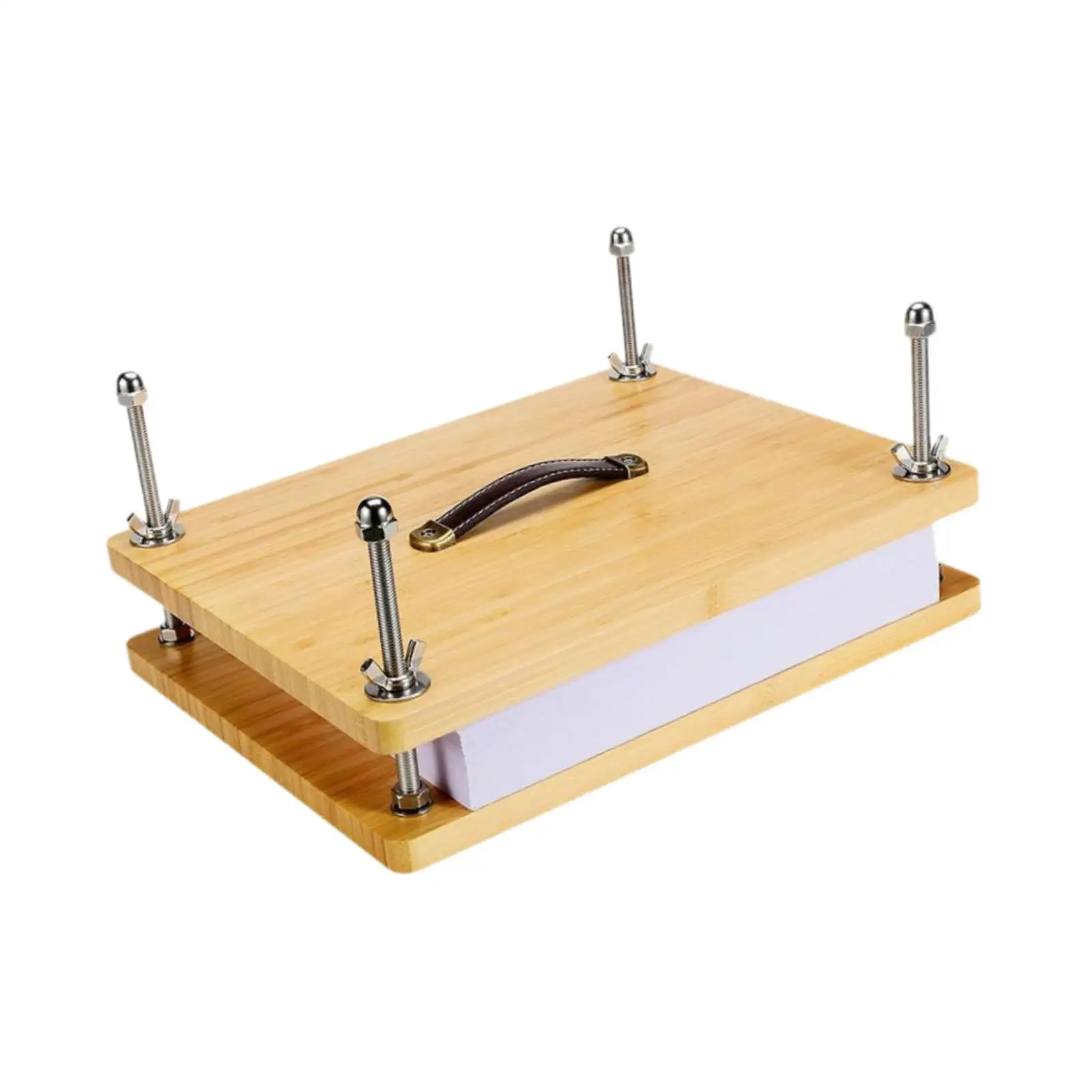 Portable Bamboo Wood Book Press Binding Machine with Handle for Bookbinding Tools Supplies Stationery and DIY Craft Projects