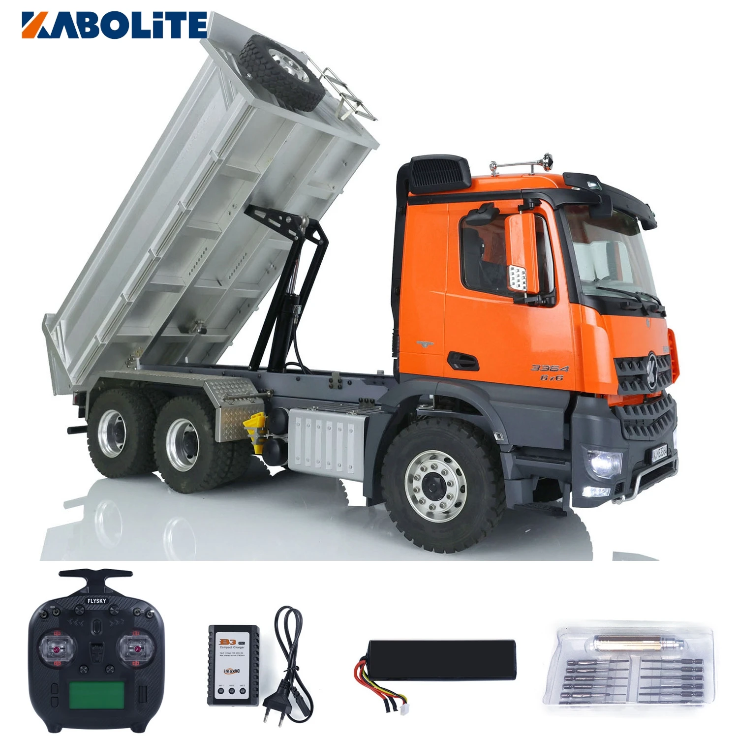 KABOLITE 6x6 Hydraulic RC Dumper Truck 1/14 RC Tipper Light Sound ST8 2Speed Gearbox for K3364 KABOLITE HUINA Cars RC Toys Model