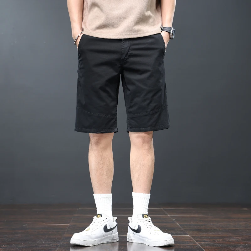 Washed Cotton Retro Summer American Heavyweight Workwear Shorts Men Blank Basic Slim Fit Casual Cargo Half Pants Cool Youth Male