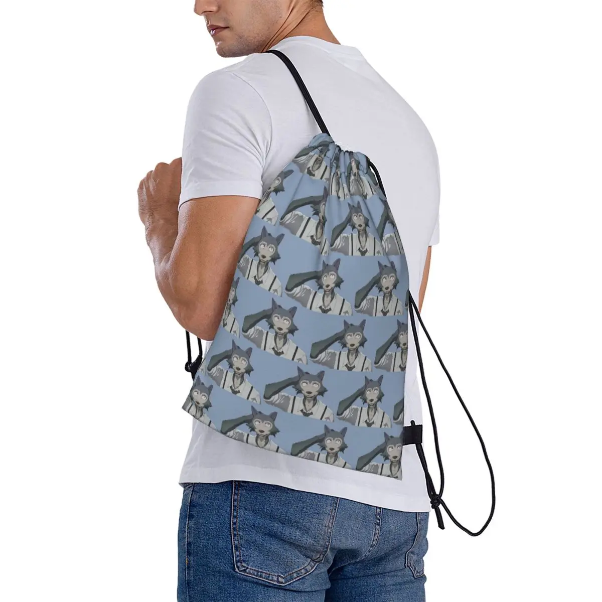Cherryton School Legosi Wolf Backpacks Fashion Drawstring Bundle Pocket Sports Bag Book Bags for Man Woman School