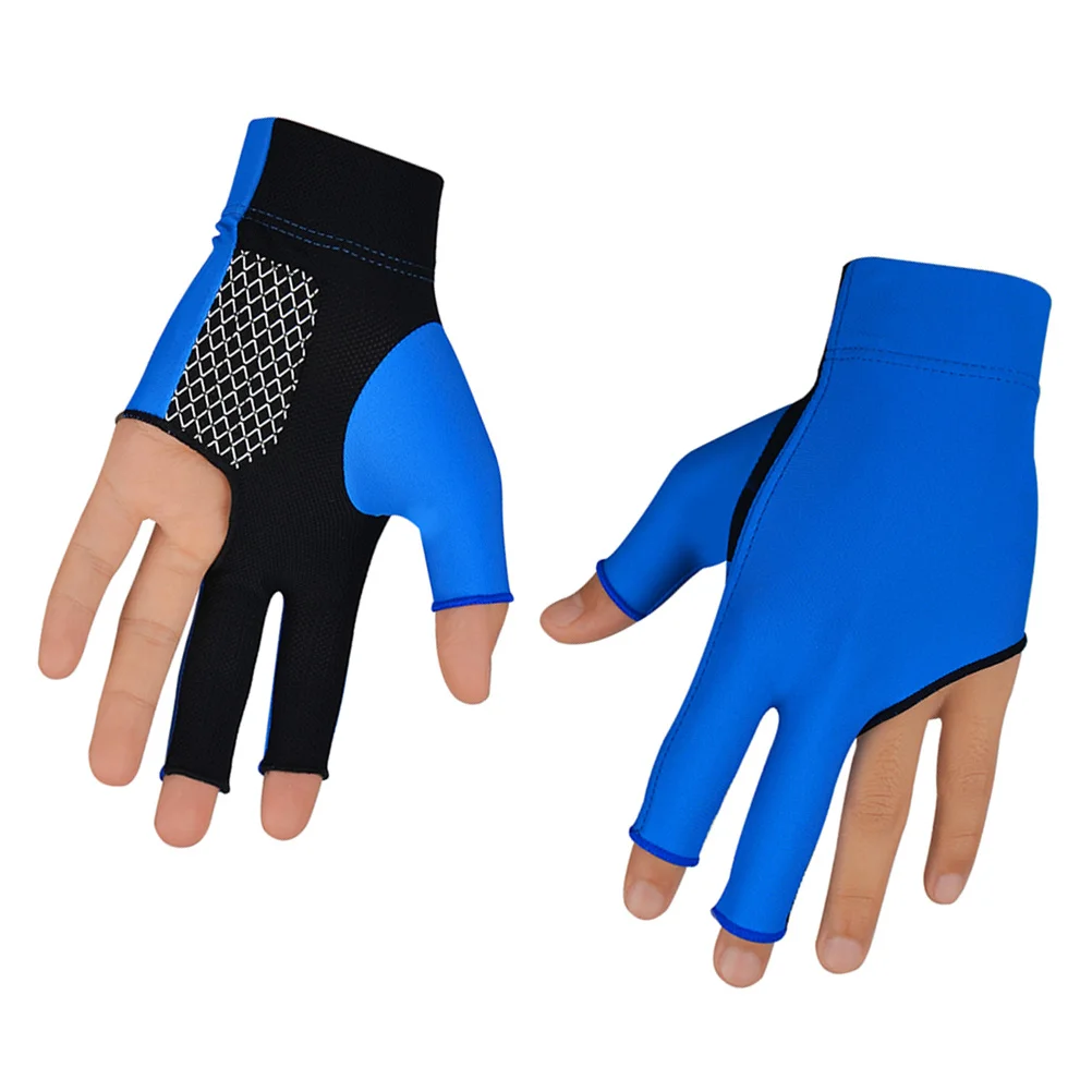 

Anti-Slip 3 Finger Billiard Glove Breathable Snooker Accessory Elastic Wrist Comfortable Wear-Resistant Portable L Blue
