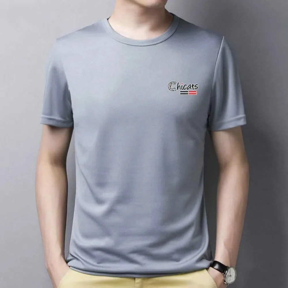 

Модные дышащие футболки из ледяного шелка, быстросохнущая спортивная одежда с круглым вырезом и короткими рукавами, свободная тонкая мужская спортивная футболка для бега