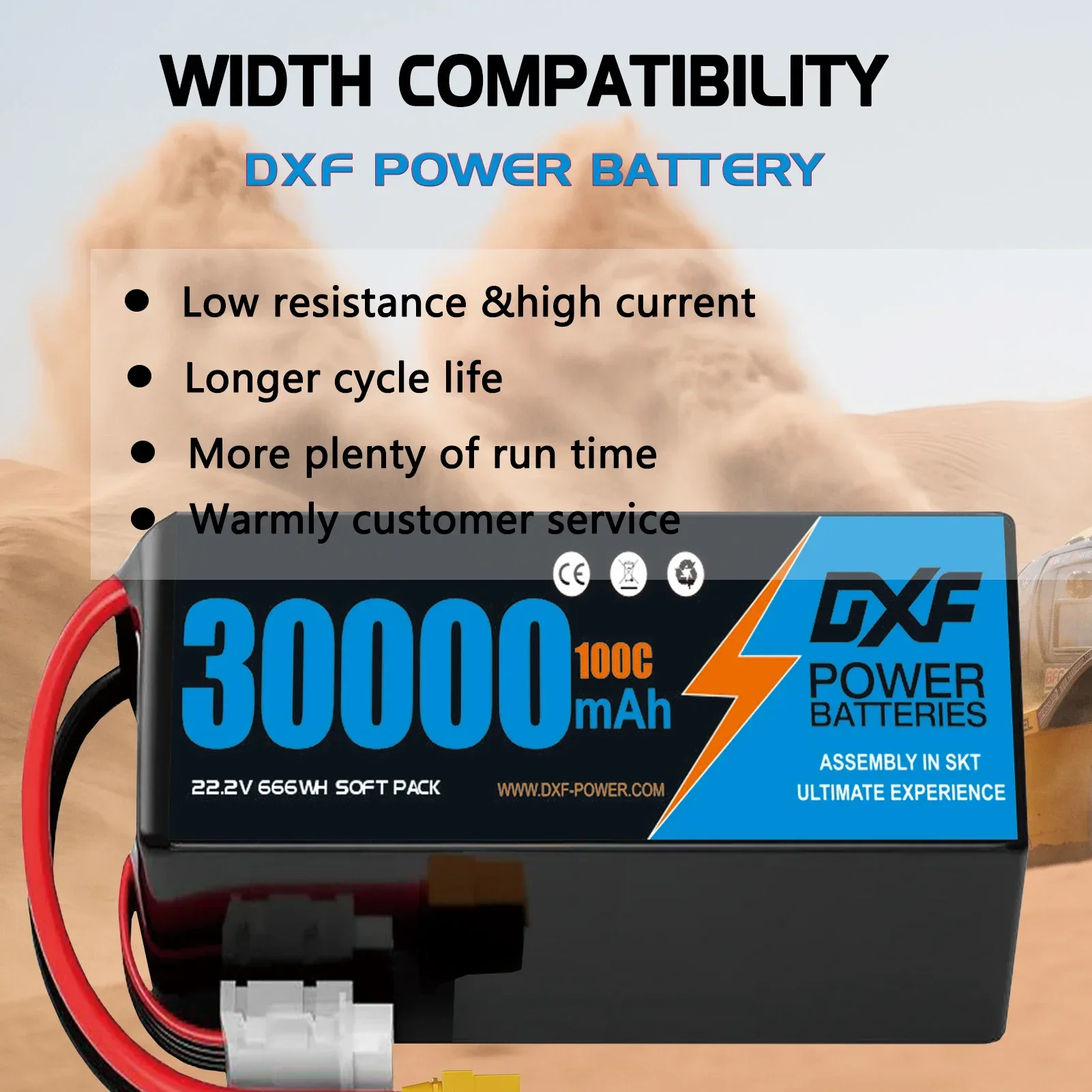 DXF 6S Lipo Bateria 22.2V 30000mAh 4S 10000mAh 100C com XT90 EC5 para 1/8 Buggy Truggy Offroad Car Boat Truck Avião UAV RACIN