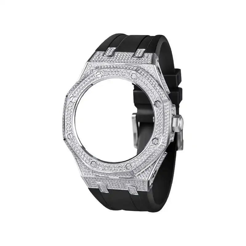 카시오 G-SHOCK GA-2100용 GA-2100 다이아몬드 세트 다이아몬드 스테인레스 스틸 케이스가 포함된 수정된 파머 오크 불소 고무 스트라 세트