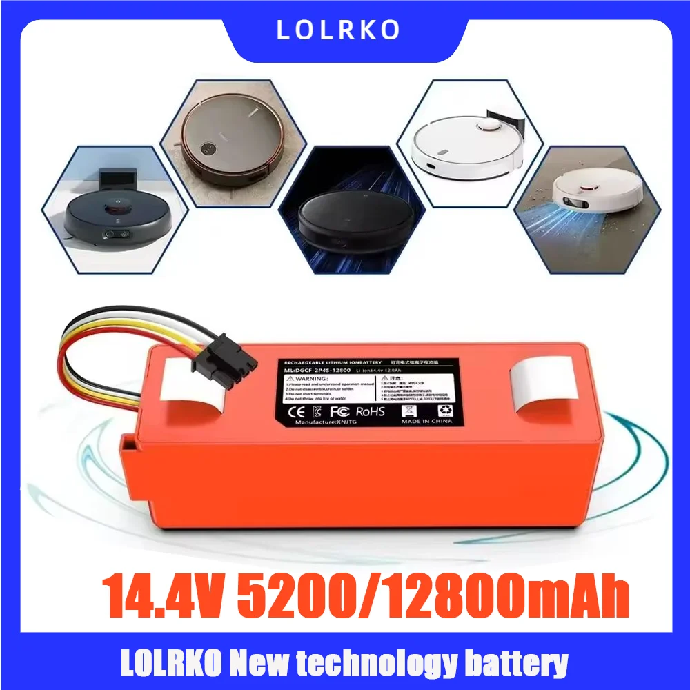 

12800mAh 14.4v roborock s50 battery brr 2p4s 5200d original battery for Xiaomi Robot Roborock S50 S51 S55 T60 Accessory Spare