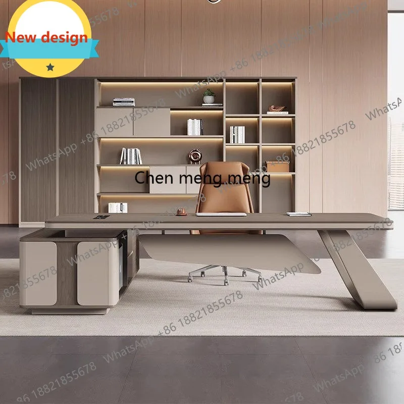 

D80 Light luxury boss desk, simple modern chairperson's desk, large desk manager's office desk and chairs