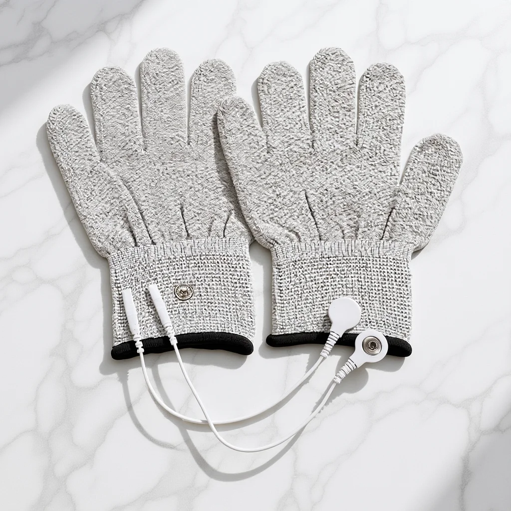 

1 пара электротерапевтических перчаток из серебряного волокна, гибкие удобные массажные перчатки, терапевтическая линия для красоты и переоборудования