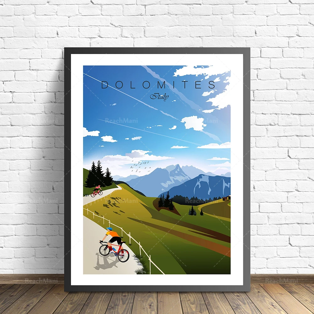 Alps, Kitzbühel ski resort, Salzburg, Austria, Dresden, Rome, Florence, Italy, Ukraine, Greece, Cornwall landscape travel poster