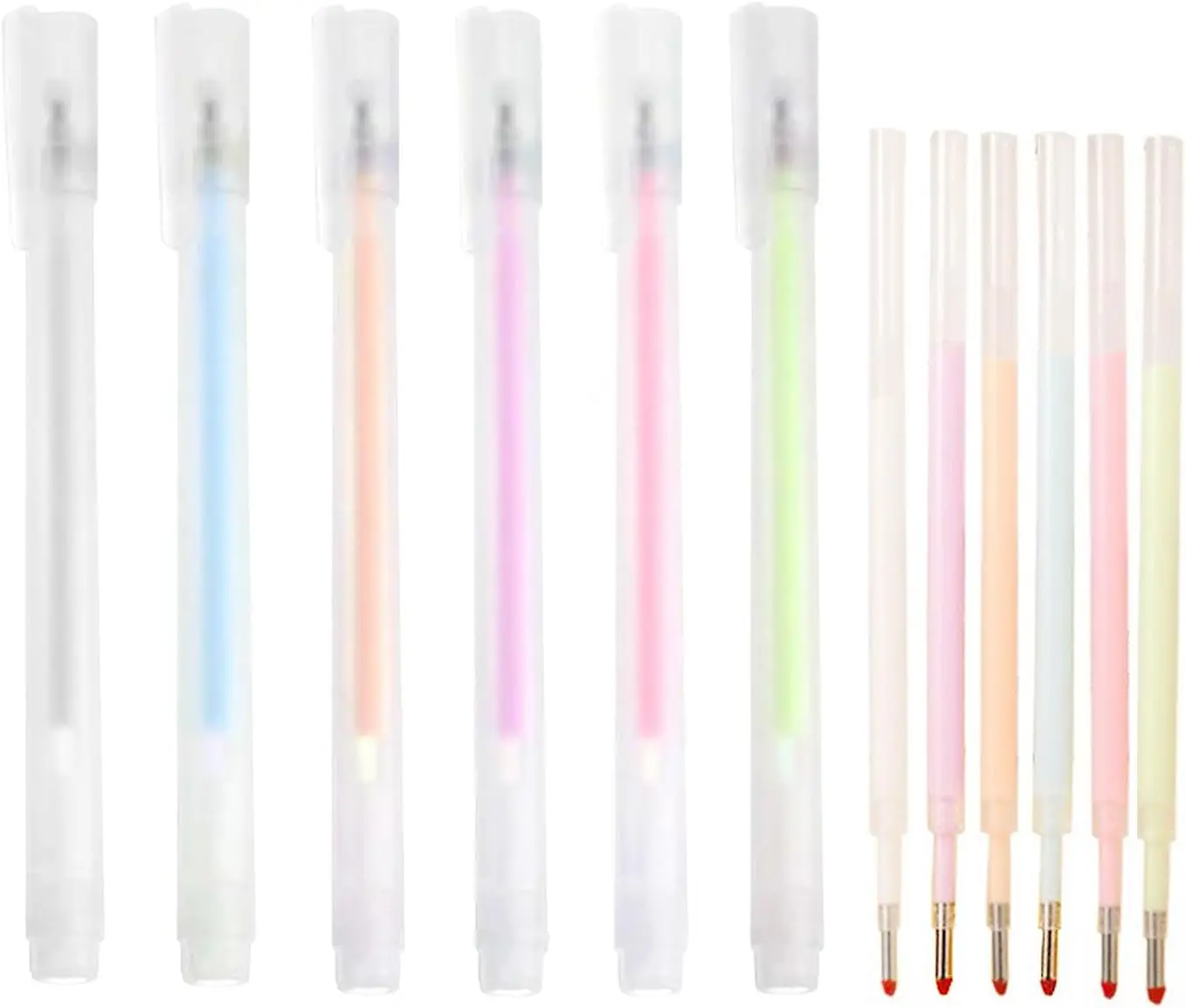 6pcs Ball Point Glue Pen with 6pcs Extra Glue Refills, Quick Drying, Kid-Friendly, Plastic, Pen, Craft, Art, School