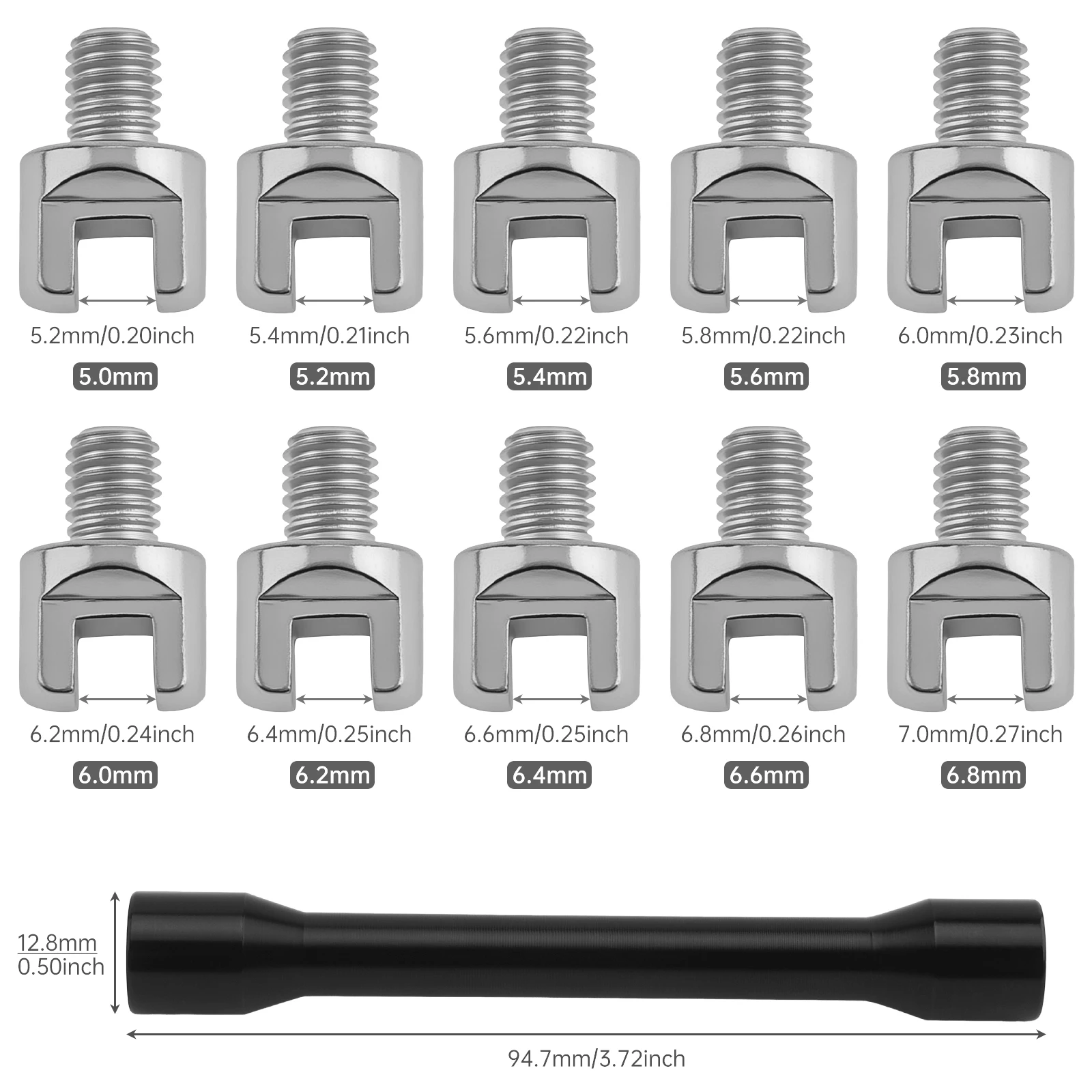 Motorcycle Repair Tool 5.0mm-6.8mm Spoke Wrench Set for Most Motorbike Dirt Bike, CNC Wheel Spoke Spanner Kit