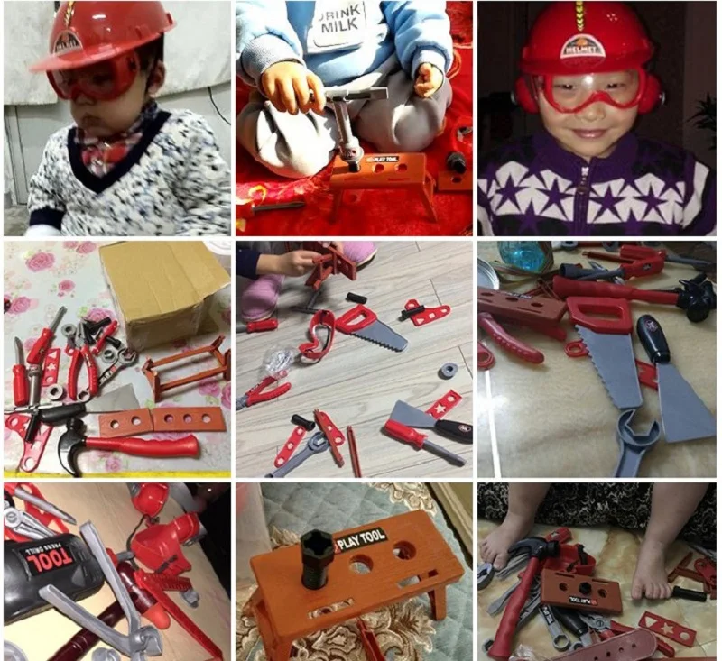 Kinder Toolbox Kit Pädagogisches Spielzeug Simulation Reparatur Werkzeuge Spielzeug Bohrer Kunststoff Spiel Lernen Engineering Puzzle Spielzeug Geschenke Für Jungen – Detail 9