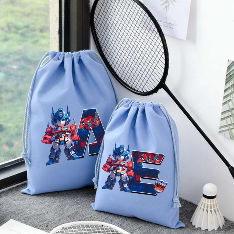 

Transformers Storage Drawstring Bag Birthday Party Candy Package Cute Anime Optimus Prime Letter Portable Boys Pouch Gift Bags