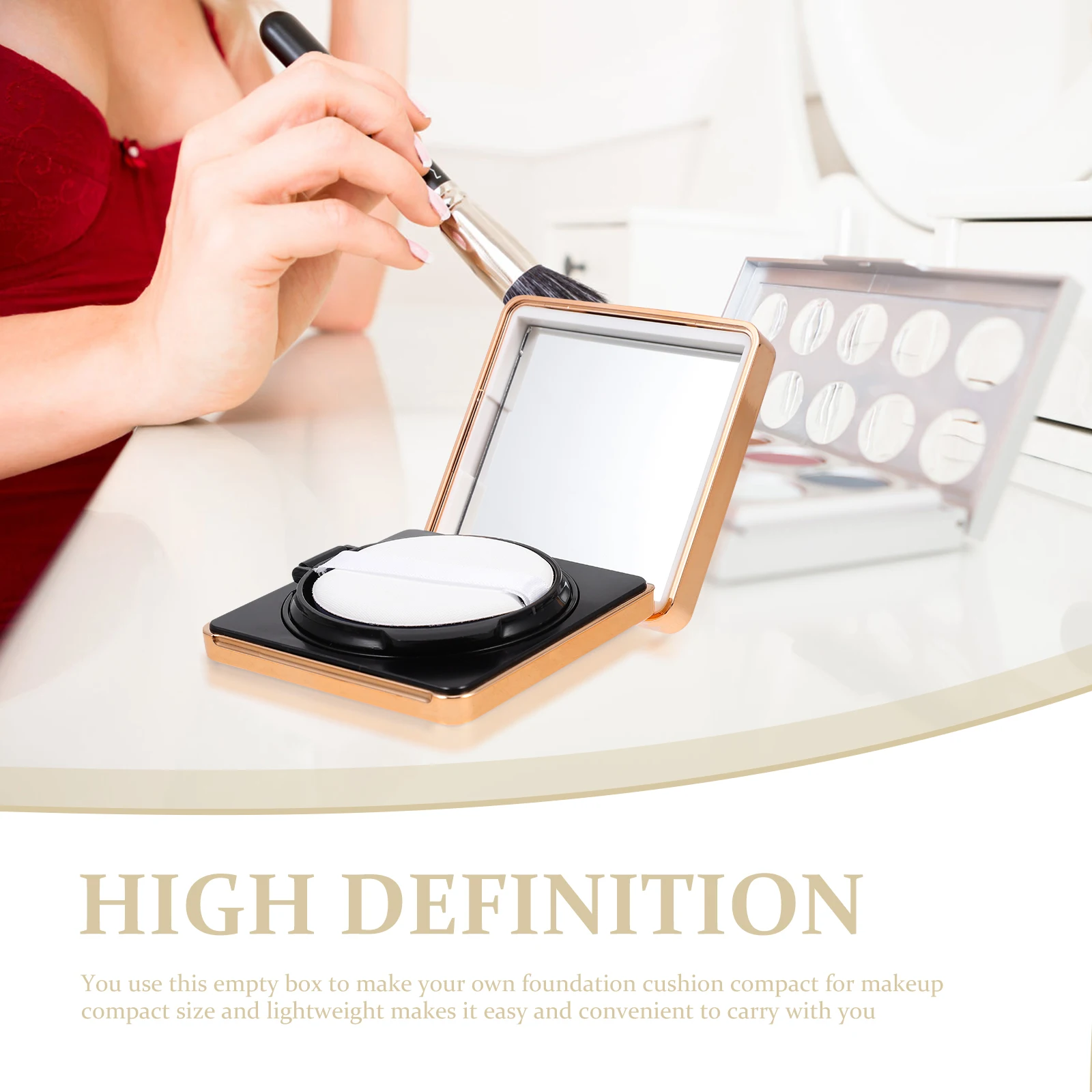 

1Pc Air Foundation Box White Travel ABS Compact Powder Case Powder Case For Travel Makeup Mirror Puff Container Outdoor