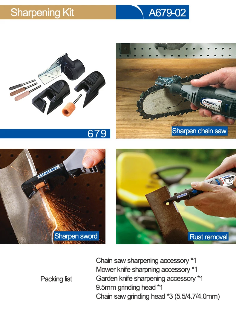 Imagem -05 - Dremel Sharpening Attachment Kit Ferramentas de Jardinagem Acessórios para Ferramentas Elétricas Outdoor A67902
