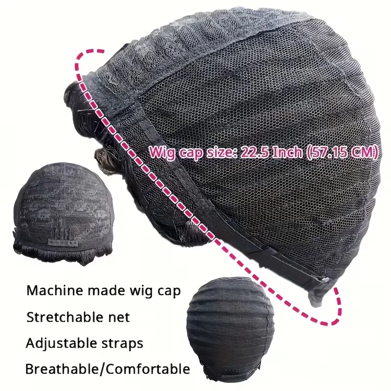 Perruque coupe lutin bouclée pour femmes, cheveux 100% naturels, entièrement fabriqués à la Machine,