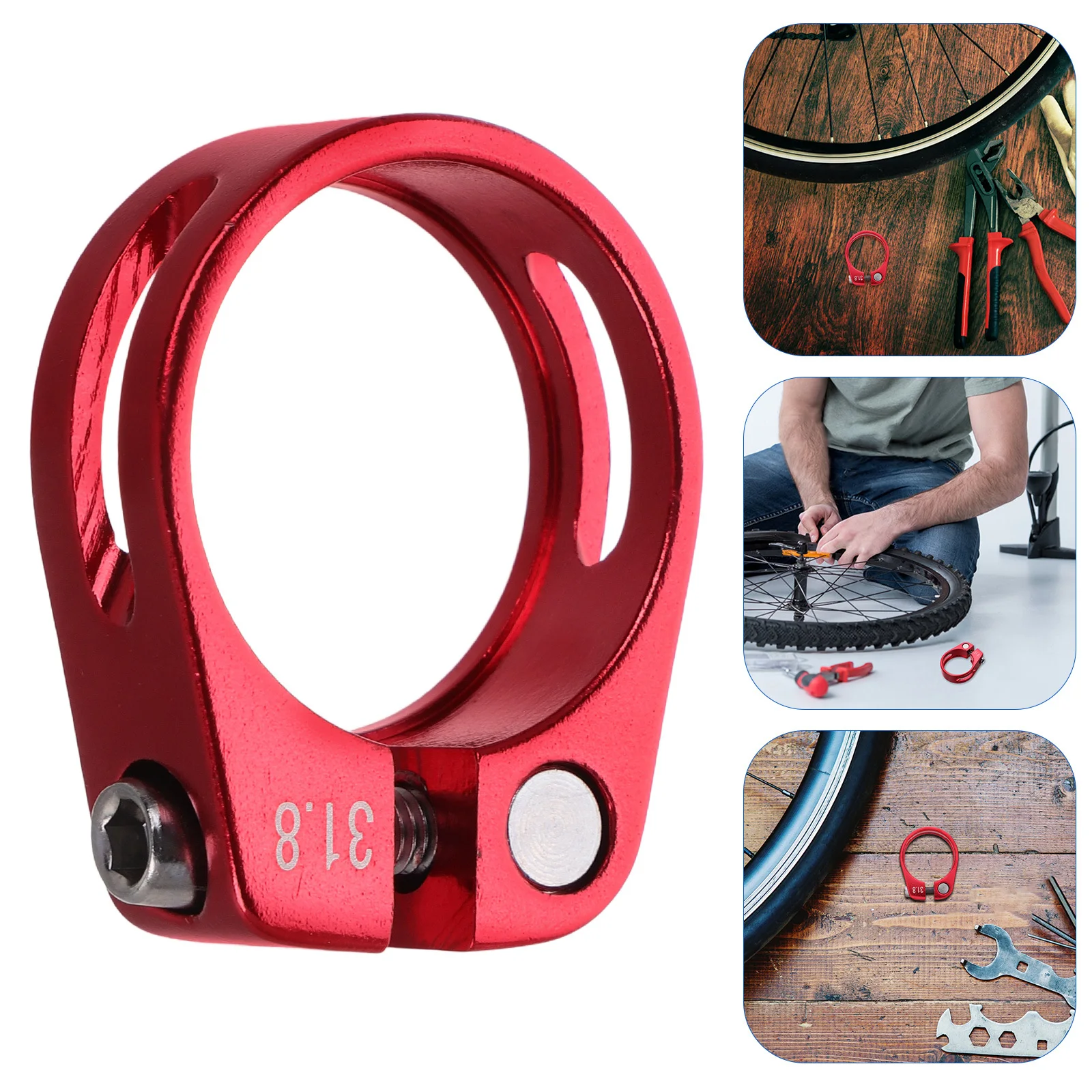 

Mountain Bike Seat Post Clamp Aluminum Alloy Locking Tube Holder Lightweight Durable Ventilation Design For Road Bike