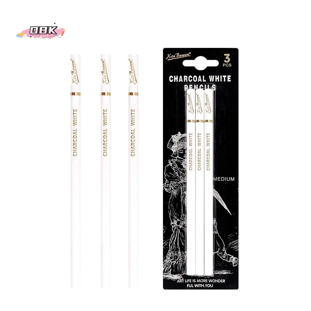 

3Pcs Soft/Medium/Hard Charcoal Pencils Set Art Supplies White/Black Charcoal Pen Sketch Pencil Drawing Pencil Professional