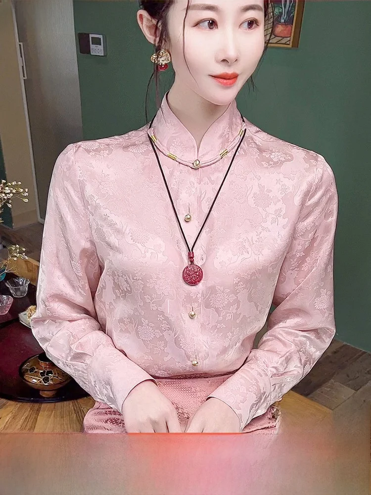 

Новый китайский шелковый утюг для женщин, ранняя осень, национальный кнопка, настоящая шелковая вышивка, удобный дышащий L...