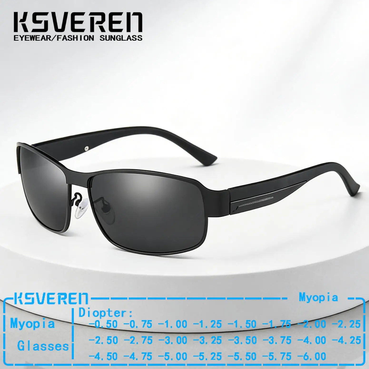 

Metal Black Polarized Myopia Sunglasses Men Women Retro Tinted Finished Prescription Eyewear Negative Diopter Driving Eyeglasses