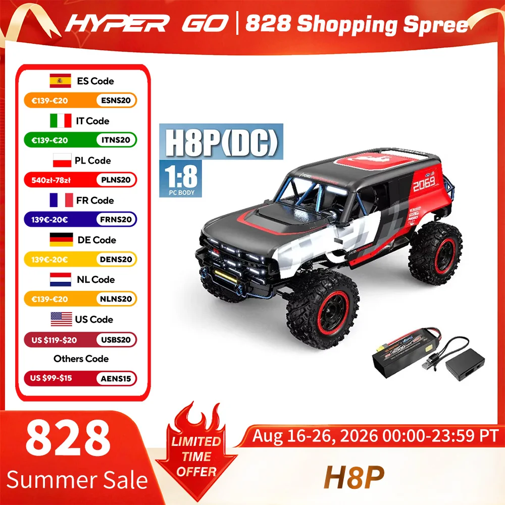 HYPER GO MJX H8P 1/8 4WD 3S Bürstenloses Offroad-Kletterfahrzeug RC Ferngesteuertes Modellauto Offroad-Kinderspielzeug