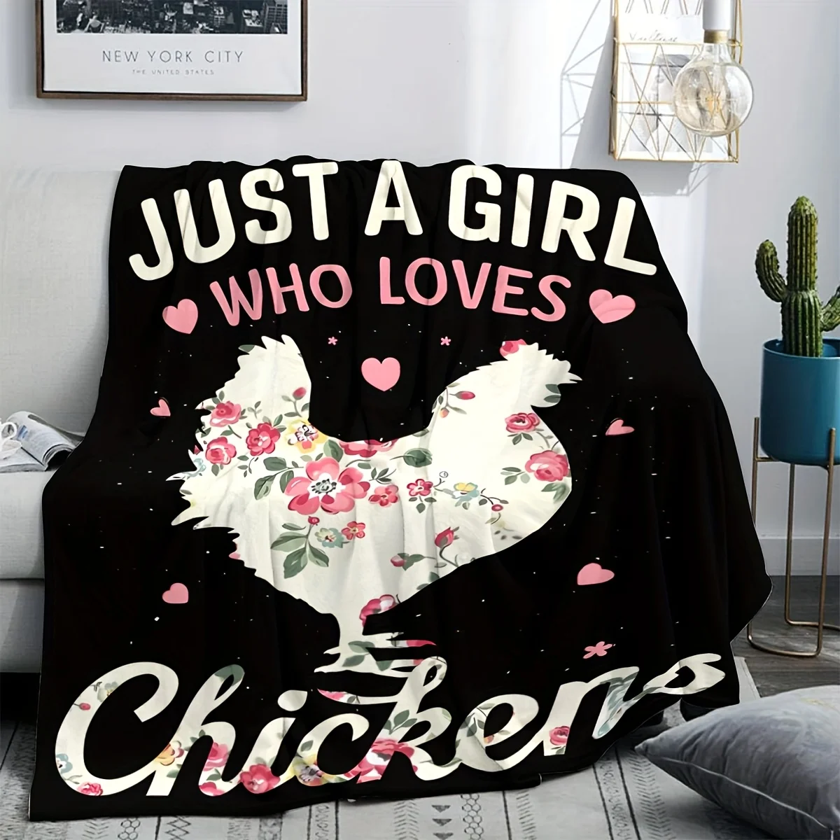 [Countryside Heart]Floral Hen Themed Fleece Blanket | 