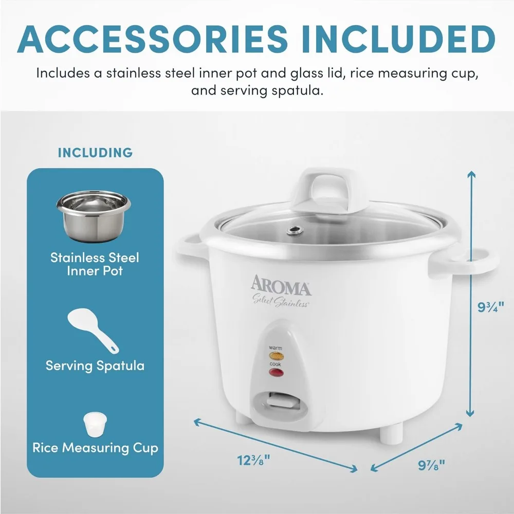 Aroma Housewares Select Stainless Rice Cooker & Warmer with Uncoated Inner Pot, 14-Cup(cooked) / 3Qt, ARC-757SG image 4