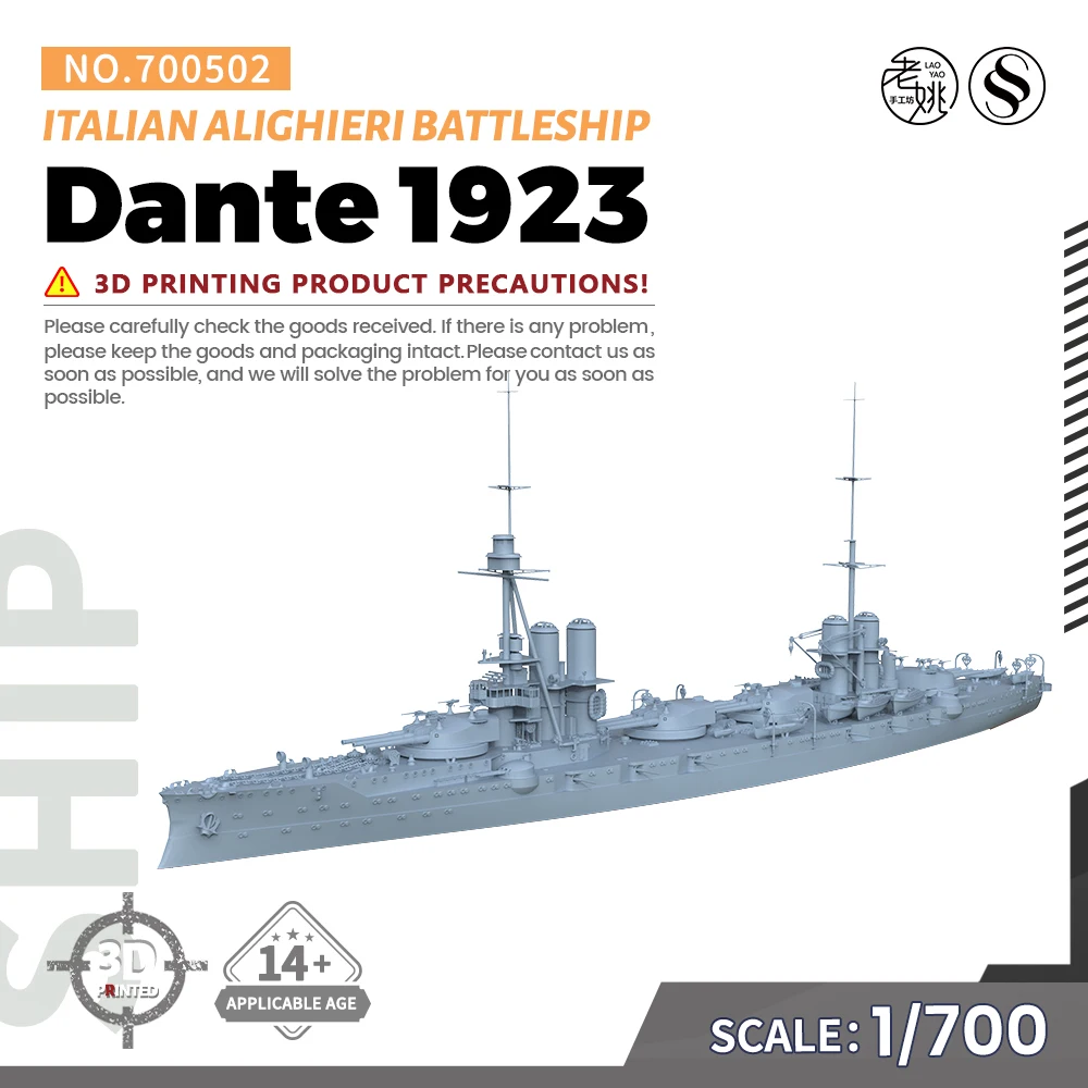 SSMODEL 502 1/700 Military Model Kit Italy Dante Alighieri Battleship 1923 WWII WAR GAMES