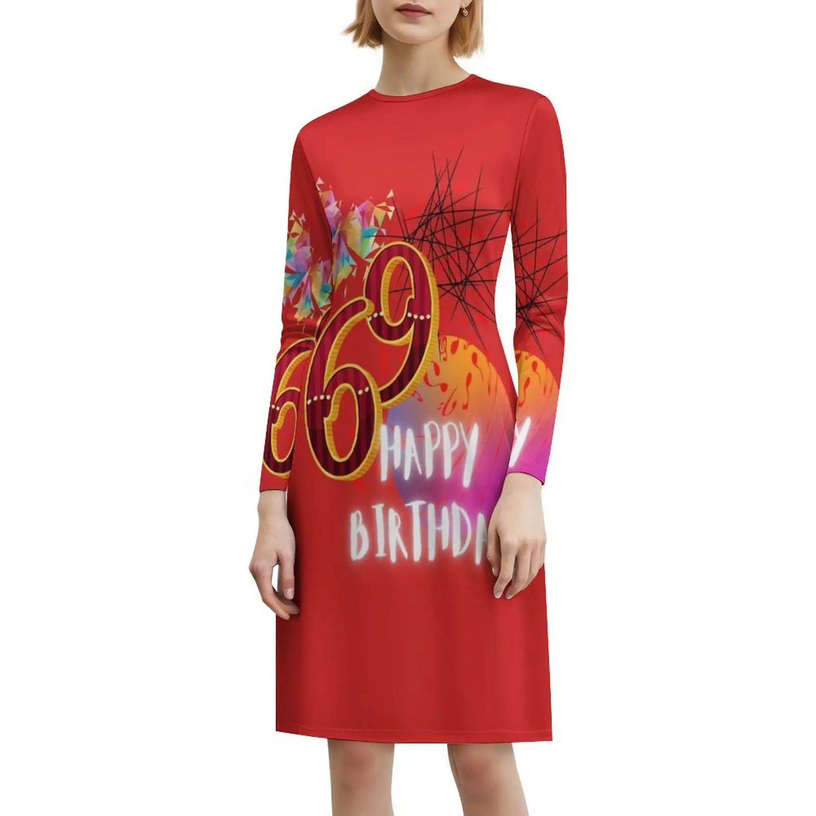 عيد ميلاد سعيد 69Th عيد ميلاد تجريدي فني سعيد 69 بوهو شيك فستان أنيق موضة شاطئ حفل زفاف ثوب عيد ميلاد 69Th #6