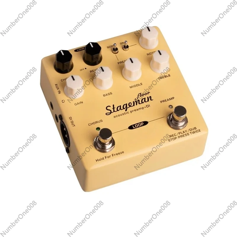 Acoustic Preamp Pedal for Guitar with Chorus Reverb Freeze 60s Looper DI Box