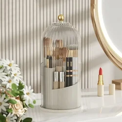 Makeup Brush Holder Organizer, 360 ° Rotating Cosmetic Organizer with Lid, Desktop Makeup Organizer, Eyebrow Pencil Holder