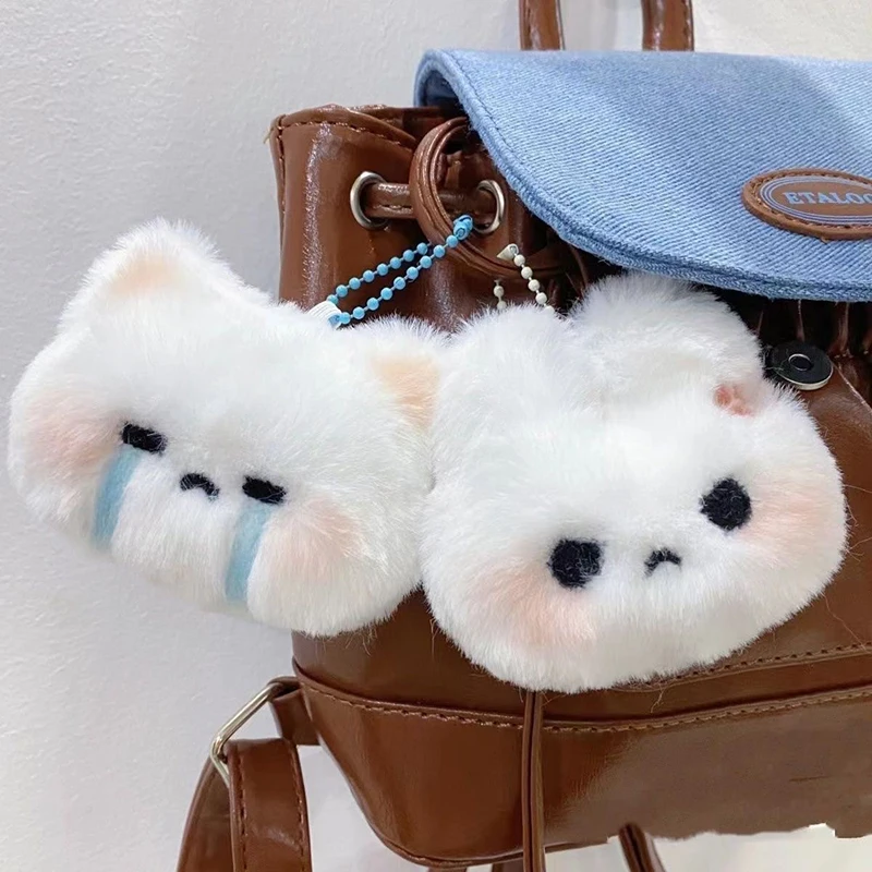 LLavero de juguete de muñeco de conejo de peluche de dibujos animados para mujer, colgante de bolso lindo dulce, accesorios de llavero de coche, regalo Kawaii para parejas